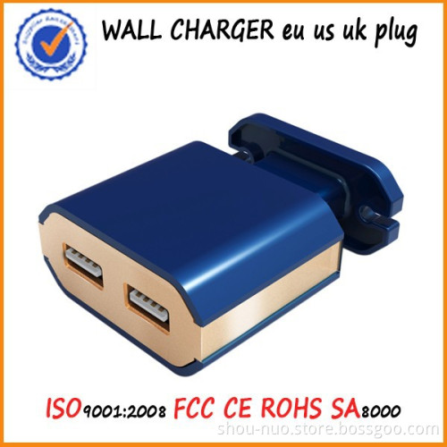 17W 5V/3.4A Dual USB Ports High-Speed AC Wall Charger with Foldable Prong